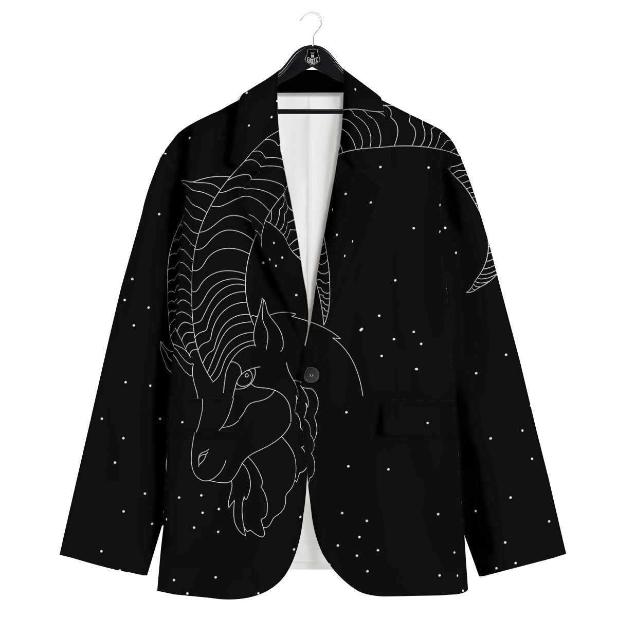 Capricorn Sign White And Black Print Men's Sport Coat-grizzshop