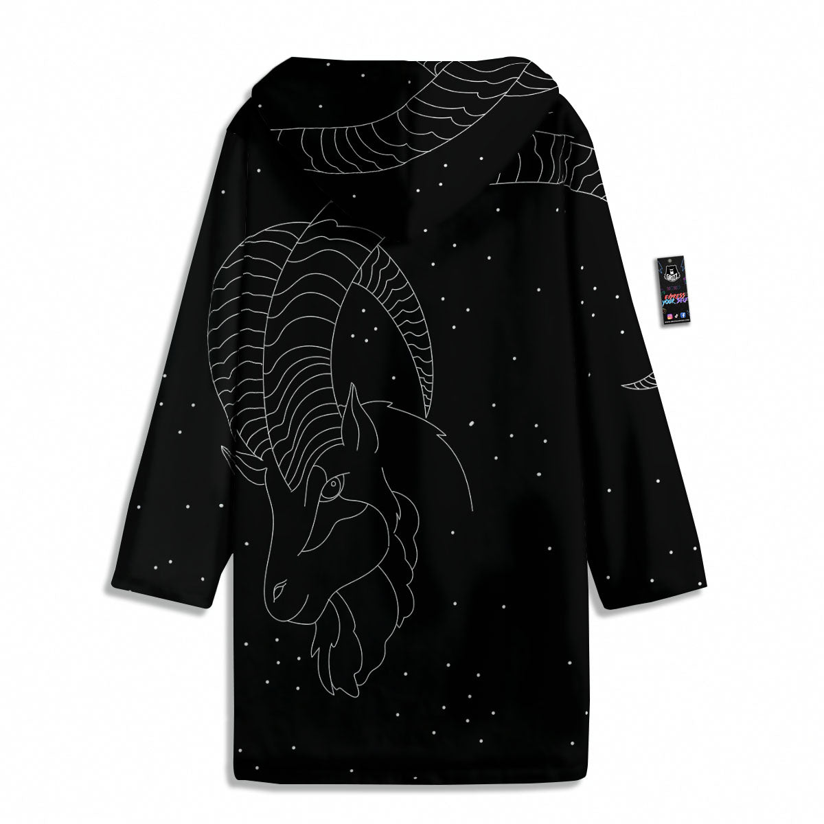 Capricorn Sign White And Black Print Men's Windbreaker Jacket-grizzshop