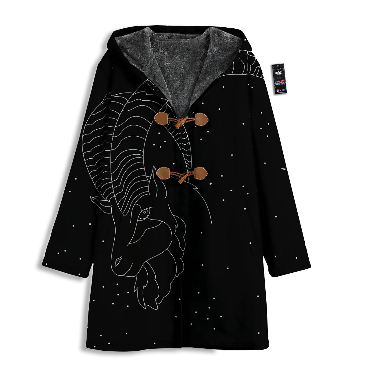 Capricorn Sign White And Black Print Men's Windbreaker Jacket-grizzshop