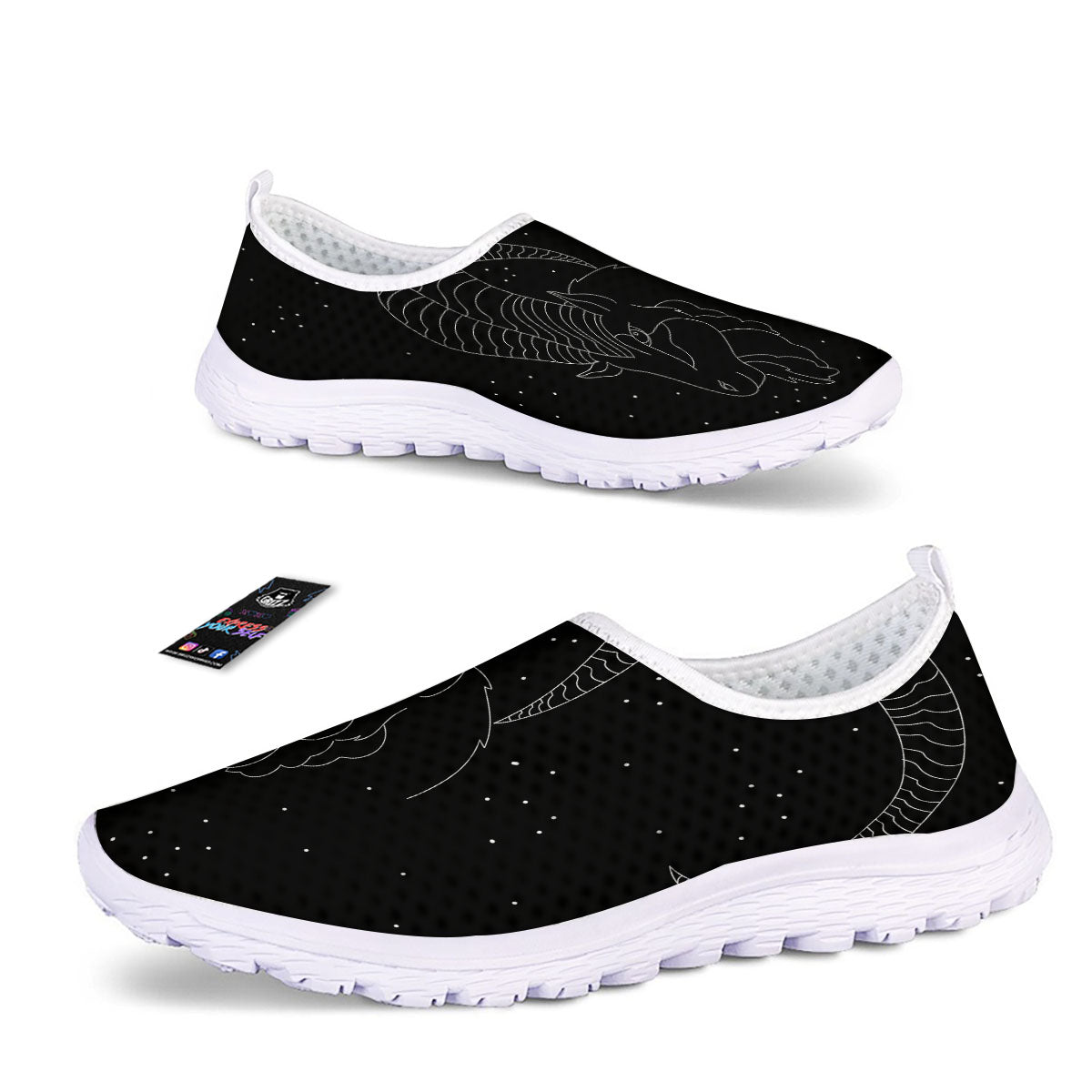 Capricorn Sign White And Black Print Nurse Shoes-grizzshop