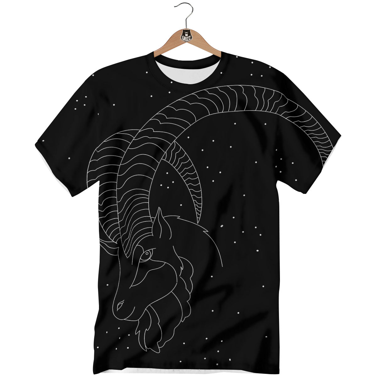 Capricorn Sign White And Black Print T-Shirt-grizzshop