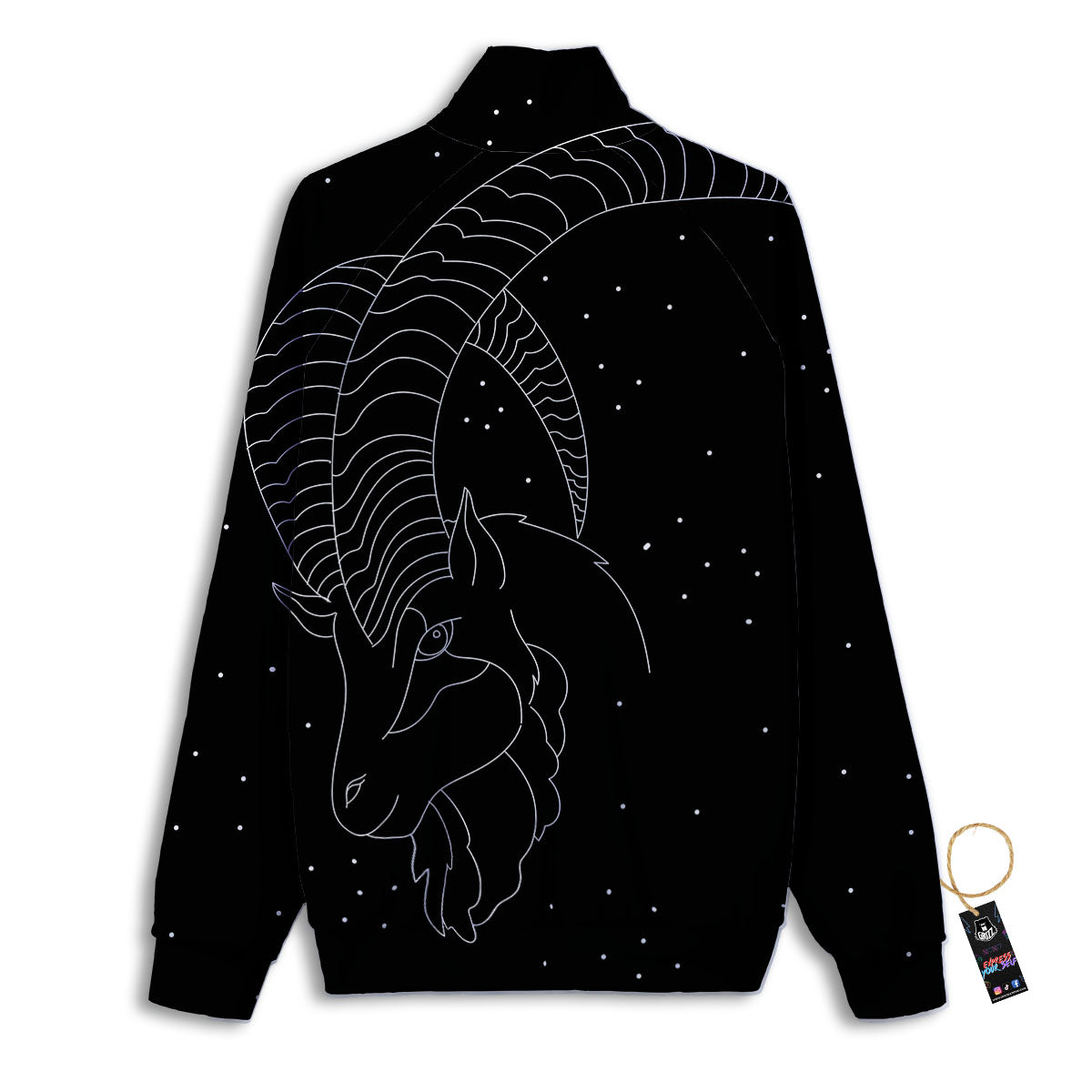 Capricorn Sign White And Black Print Track Jacket-grizzshop