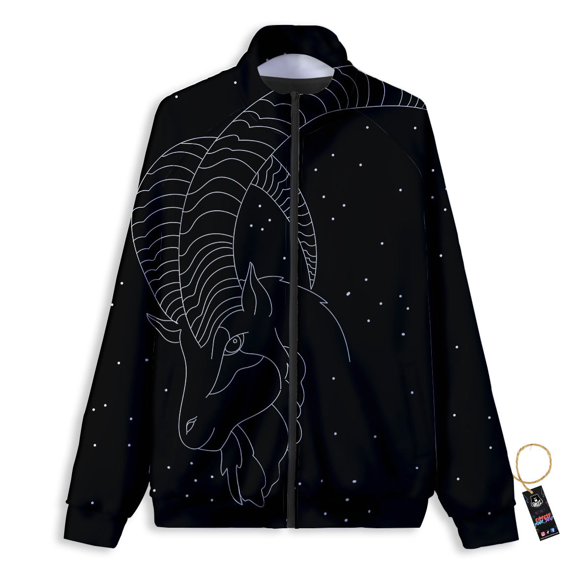 Capricorn Sign White And Black Print Track Jacket-grizzshop