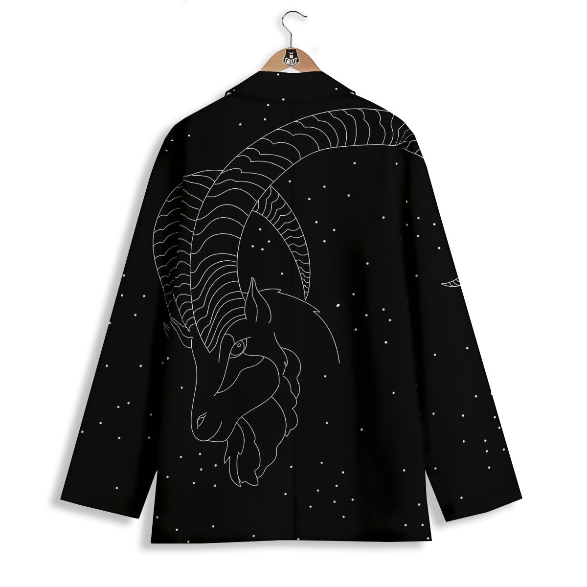 Capricorn Sign White And Black Print Women's Blazer-grizzshop