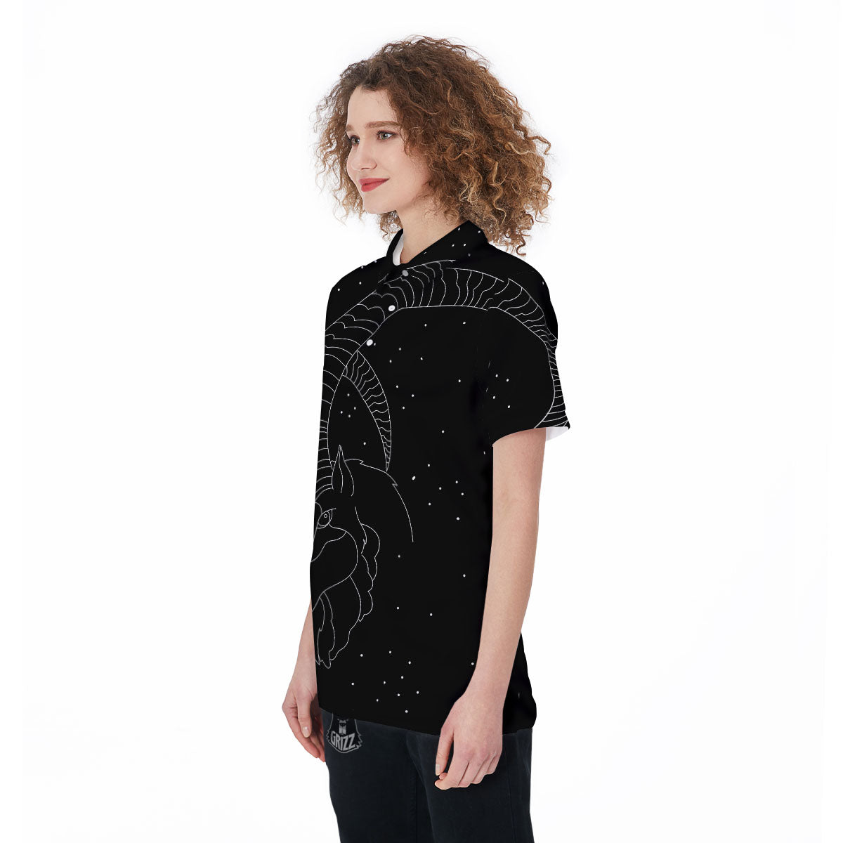 Capricorn Sign White And Black Print Women's Golf Shirts-grizzshop