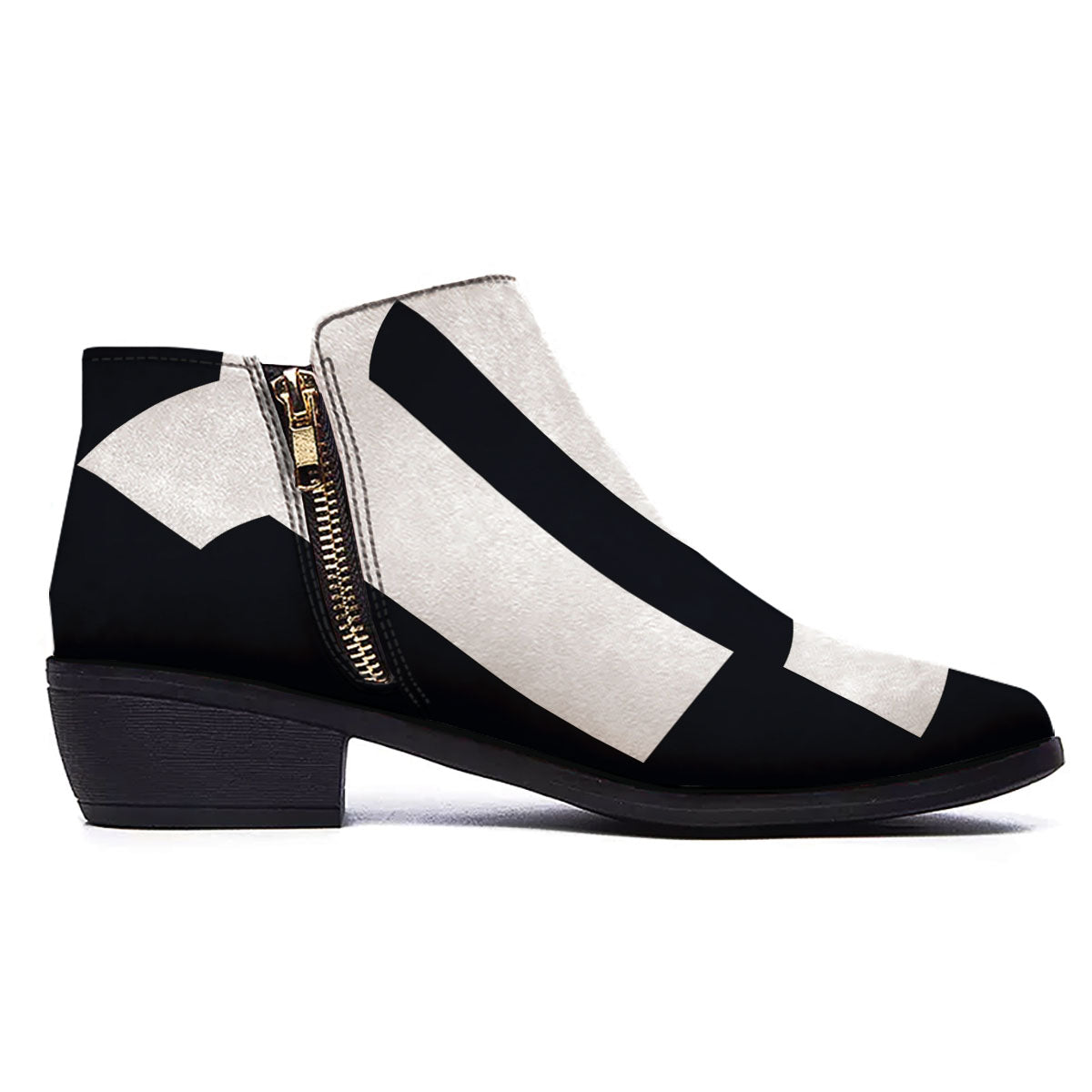 Capricorn Sign Zodiac White And Black Print Ankle Boots-grizzshop
