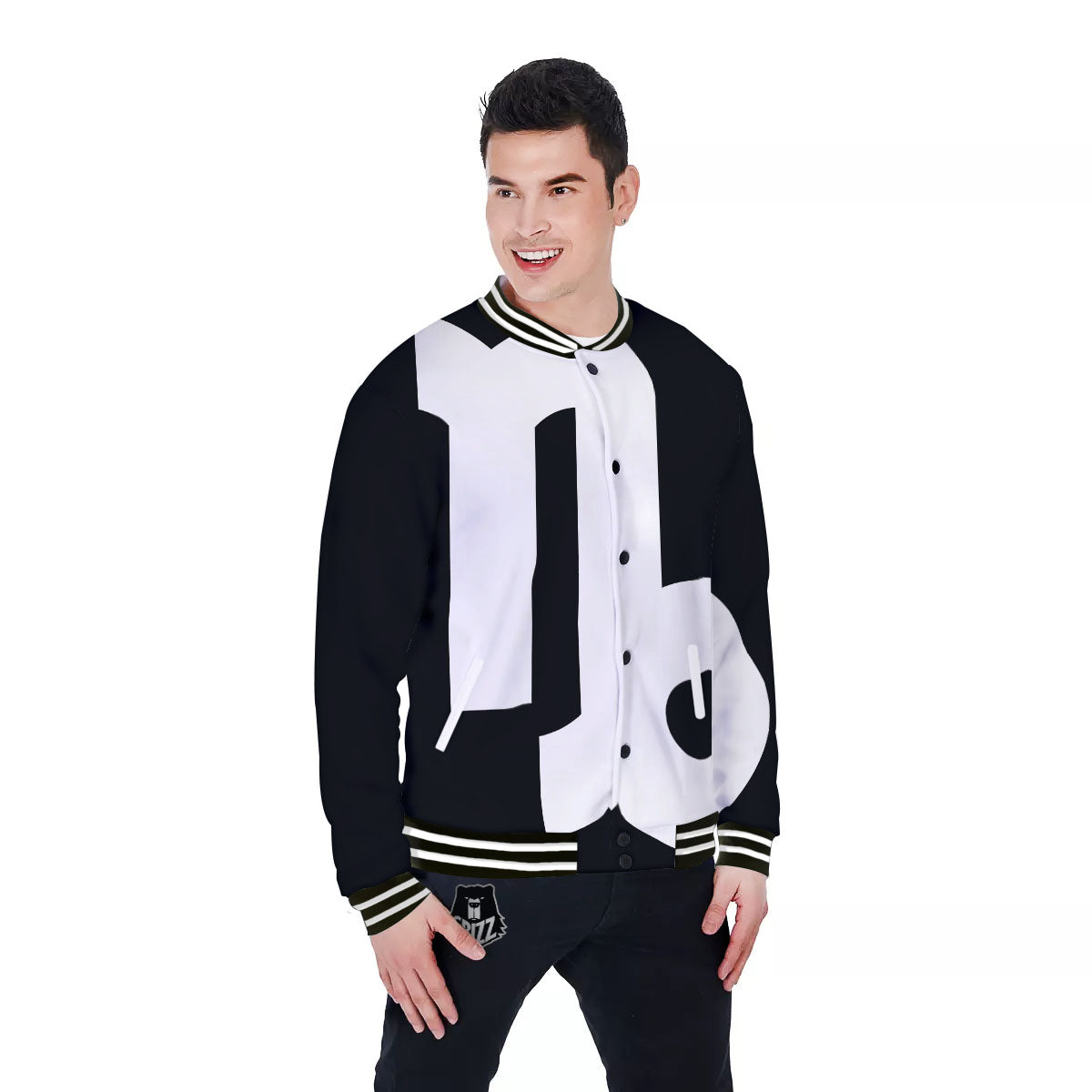 Capricorn Sign Zodiac White And Black Print Baseball Jacket-grizzshop