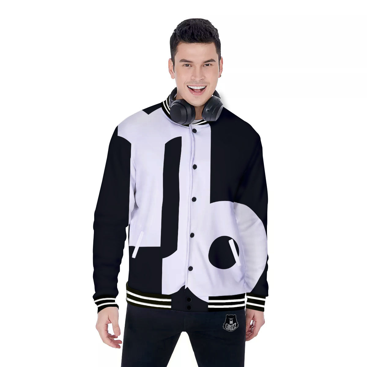 Capricorn Sign Zodiac White And Black Print Baseball Jacket-grizzshop