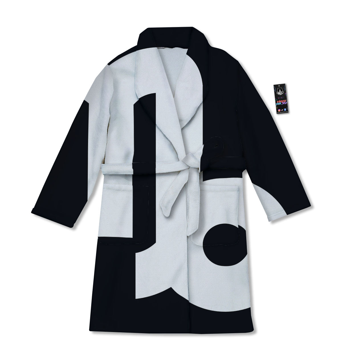 Capricorn Sign Zodiac White And Black Print Bathrobe-grizzshop