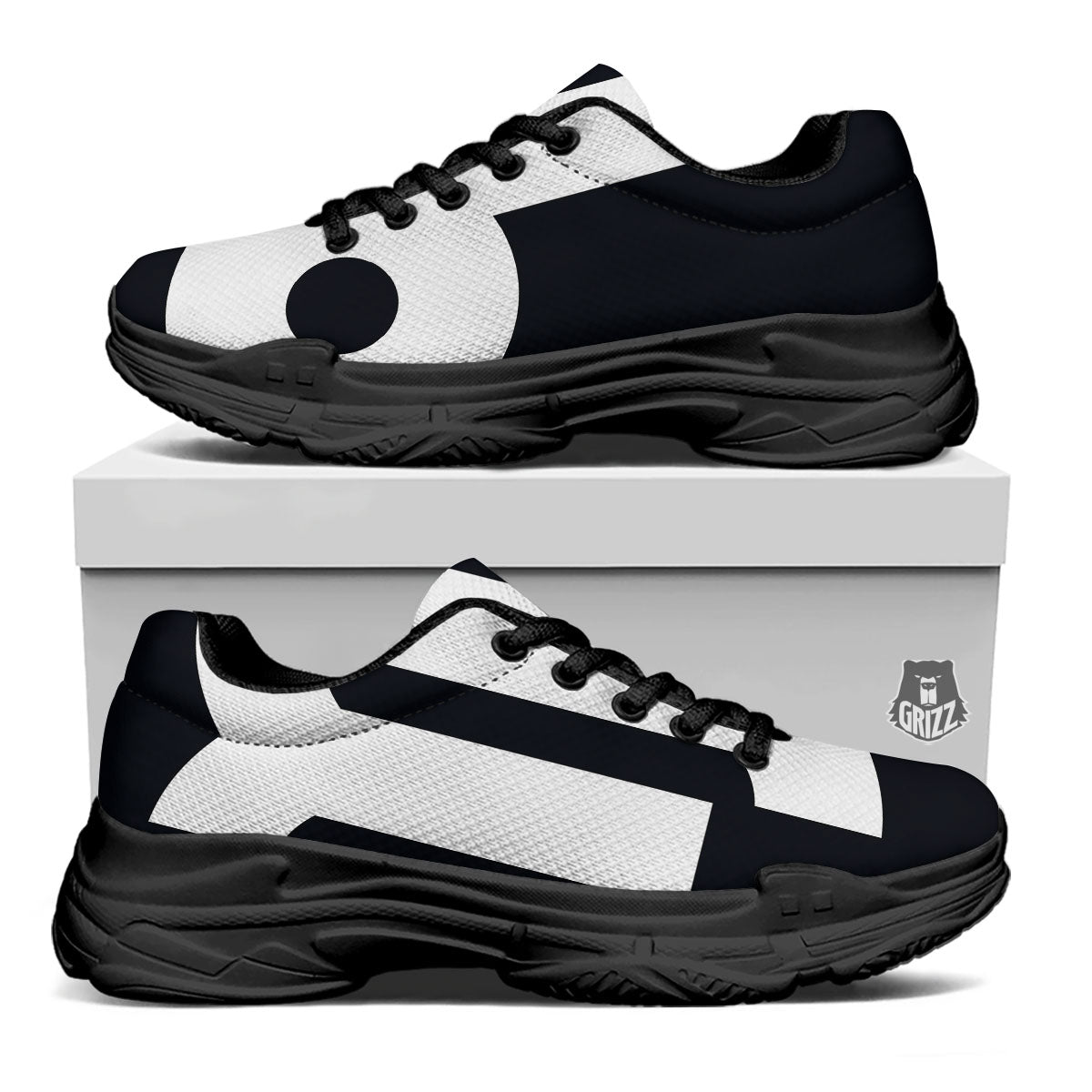 Capricorn Sign Zodiac White And Black Print Black Chunky Shoes-grizzshop