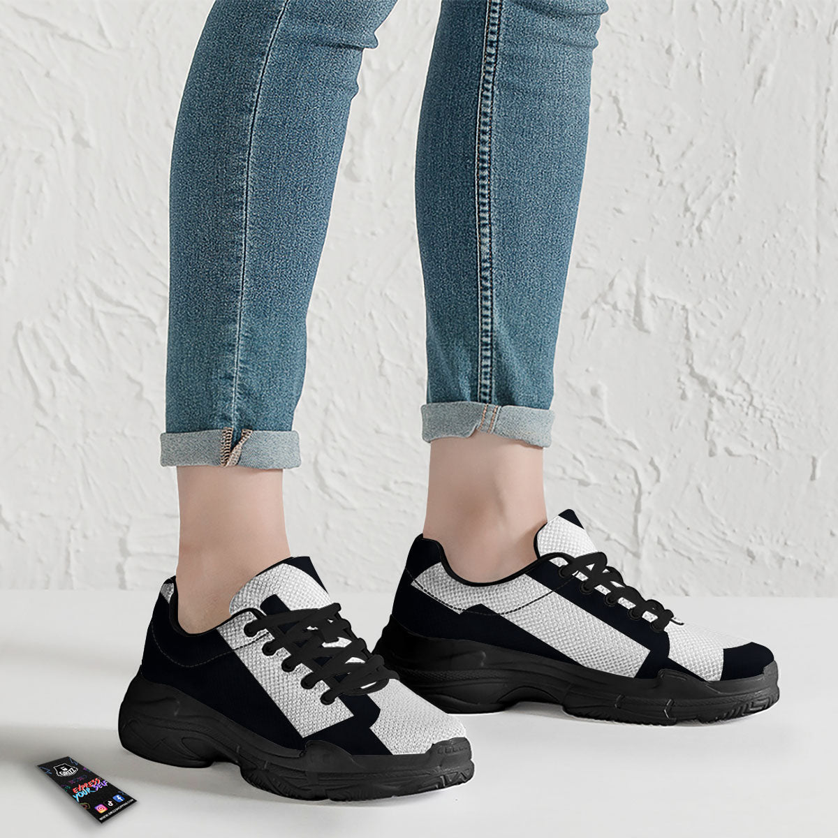 Capricorn Sign Zodiac White And Black Print Black Chunky Shoes-grizzshop
