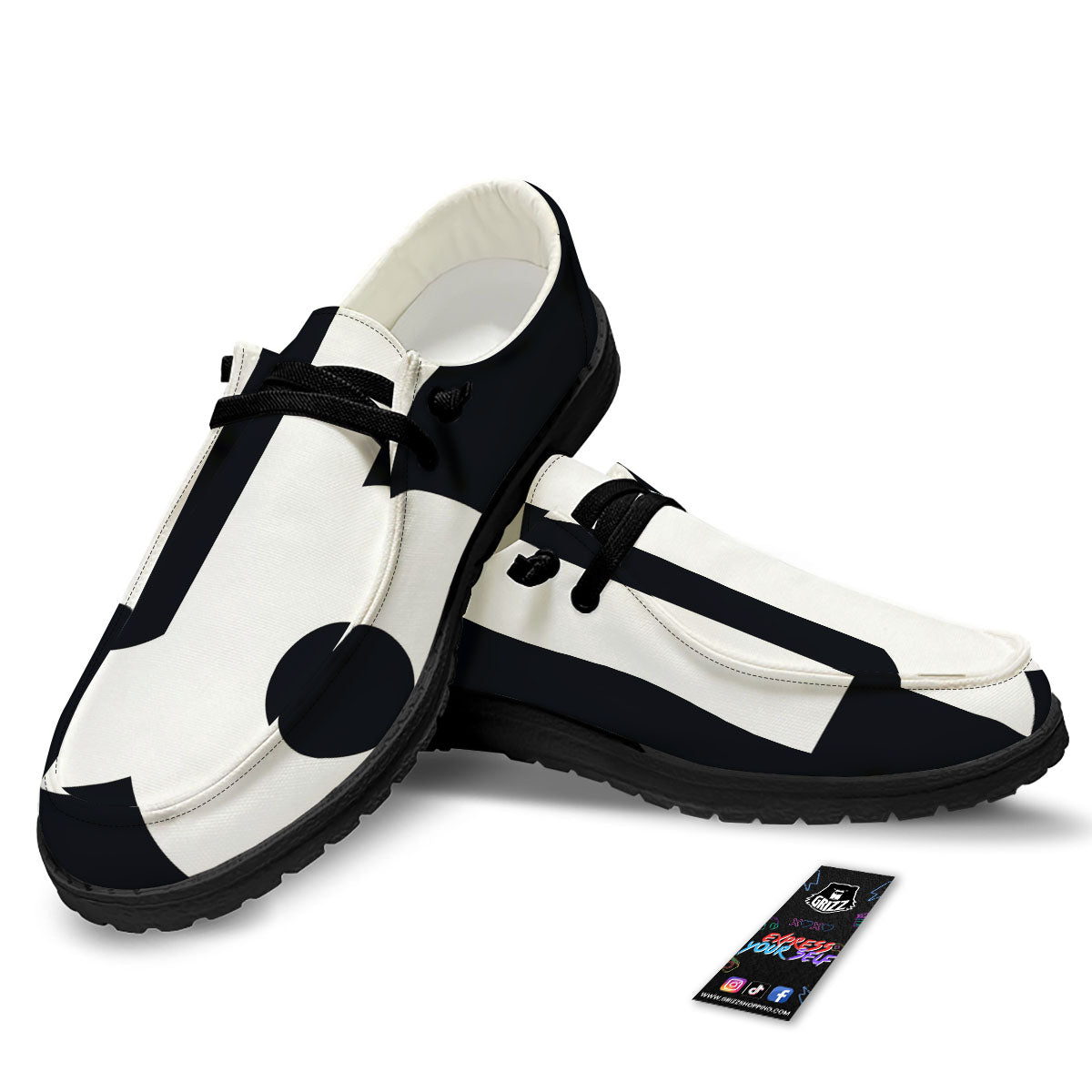 Capricorn Sign Zodiac White And Black Print Black Loafers-grizzshop