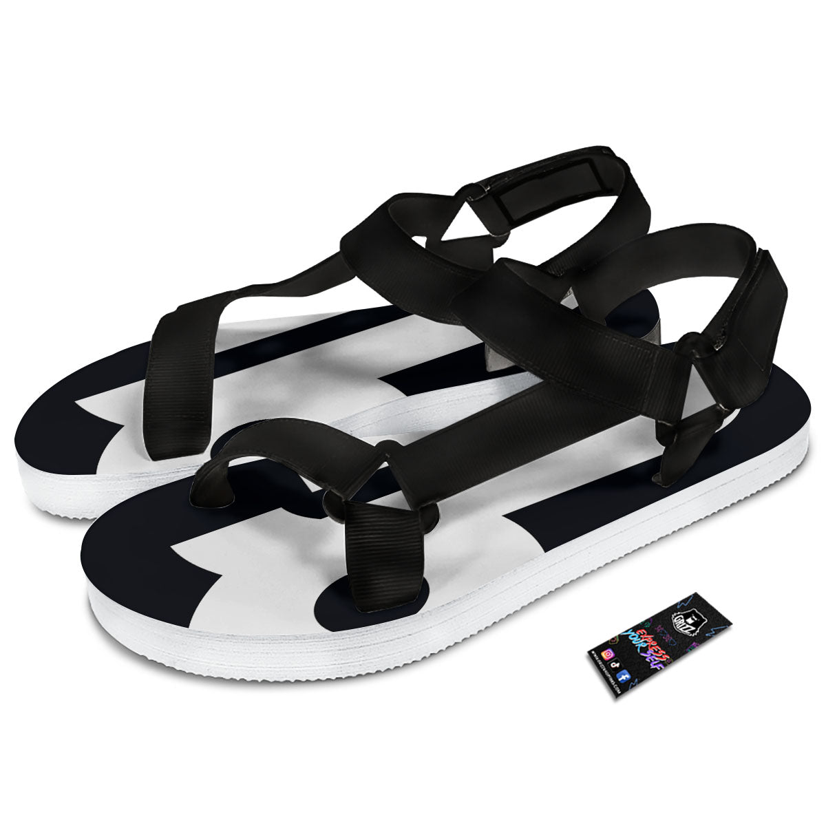 Capricorn Sign Zodiac White And Black Print Black Open Toe Sandals-grizzshop