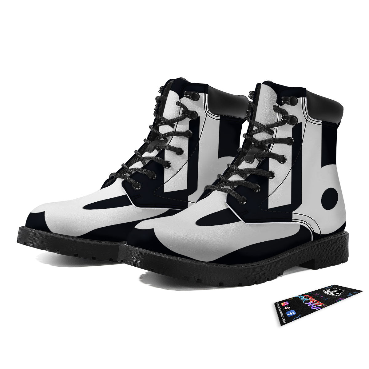 Capricorn Sign Zodiac White And Black Print Boots-grizzshop