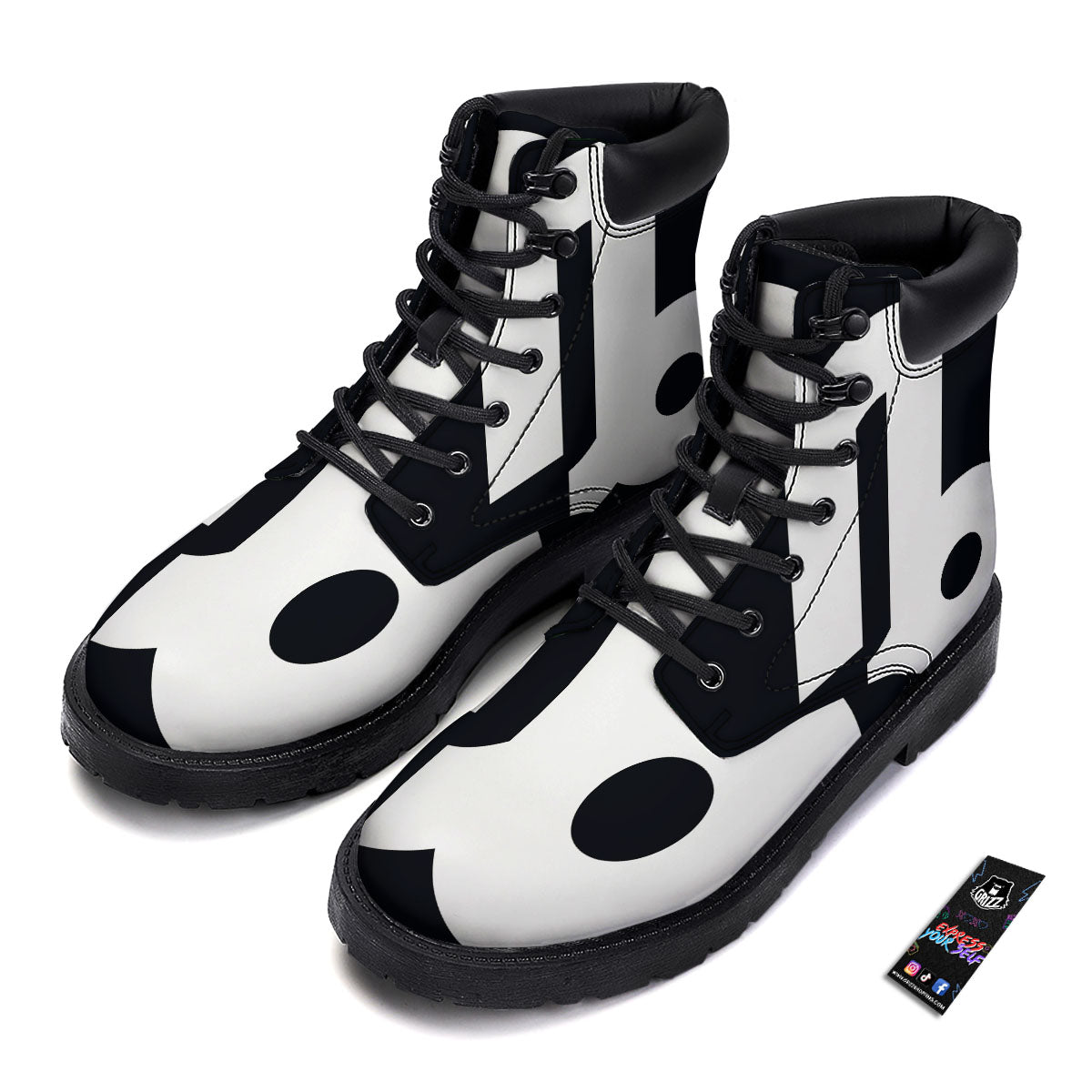 Capricorn Sign Zodiac White And Black Print Boots-grizzshop