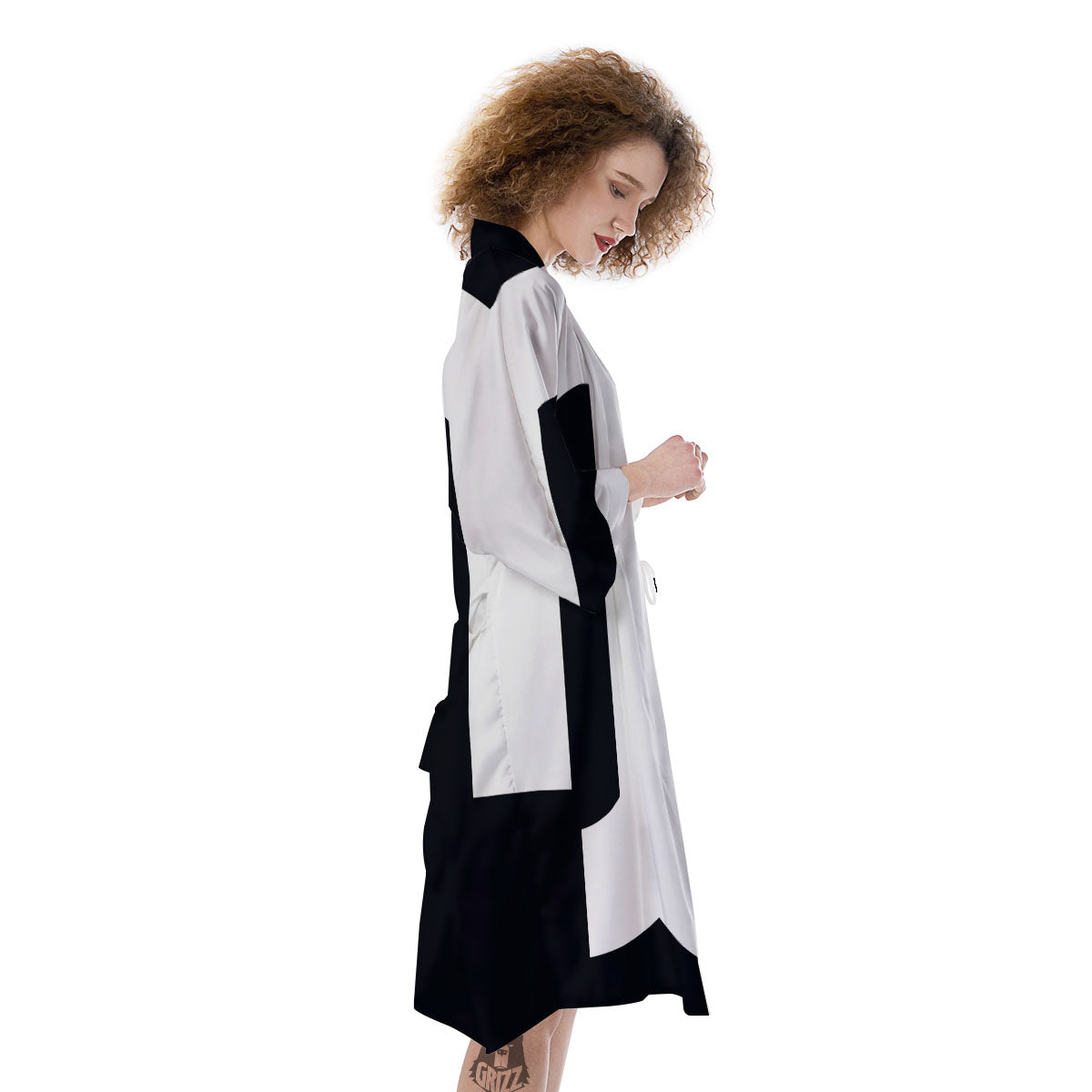 Capricorn Sign Zodiac White And Black Print Kimono-grizzshop