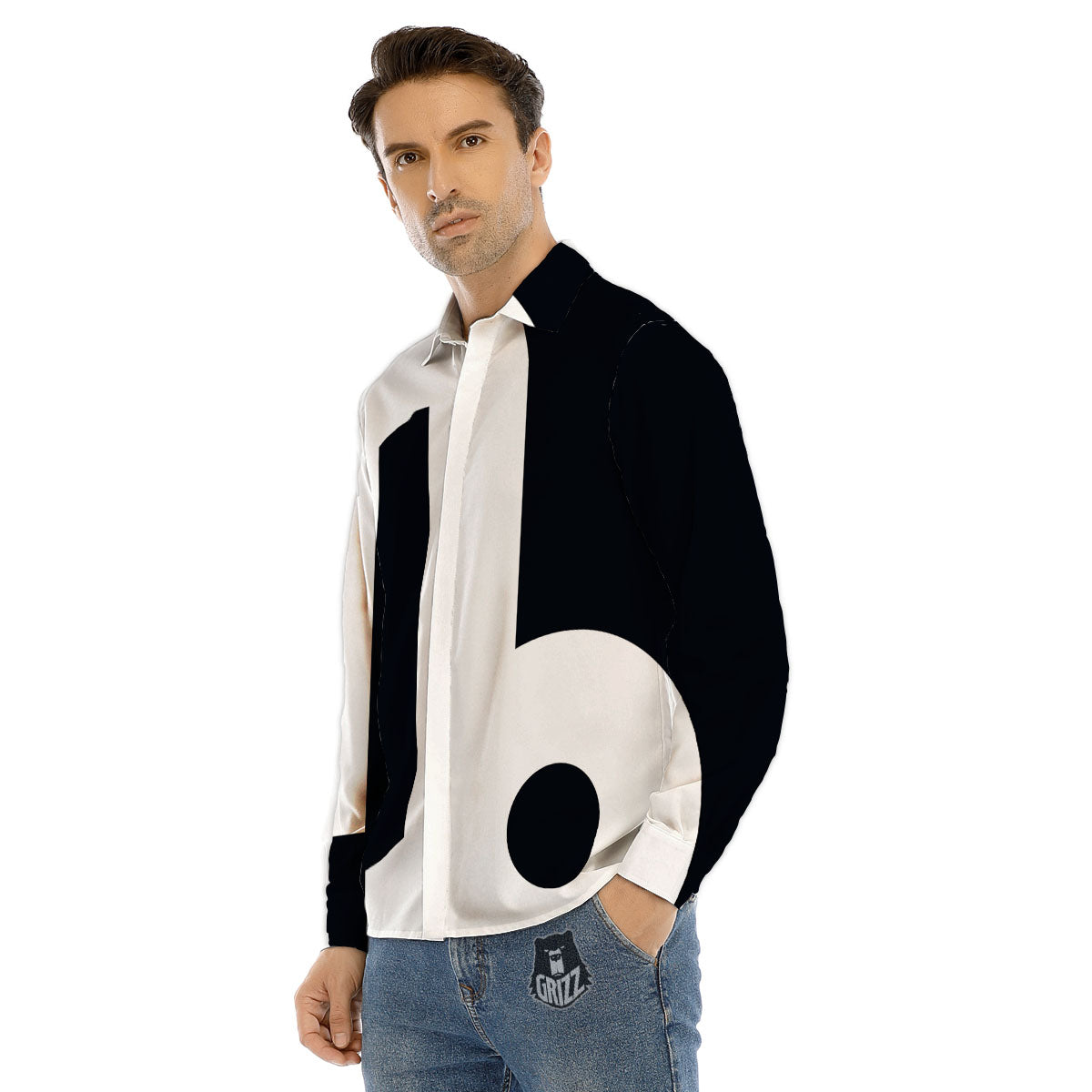 Capricorn Sign Zodiac White And Black Print Men's Dress Shirts-grizzshop