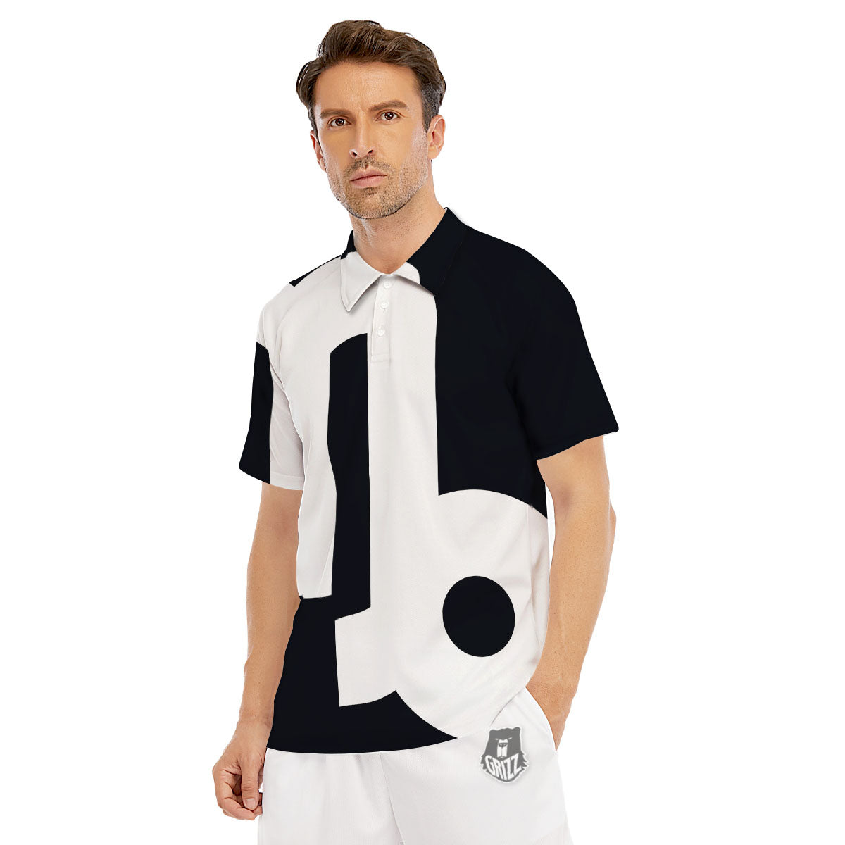 Capricorn Sign Zodiac White And Black Print Men's Golf Shirts-grizzshop