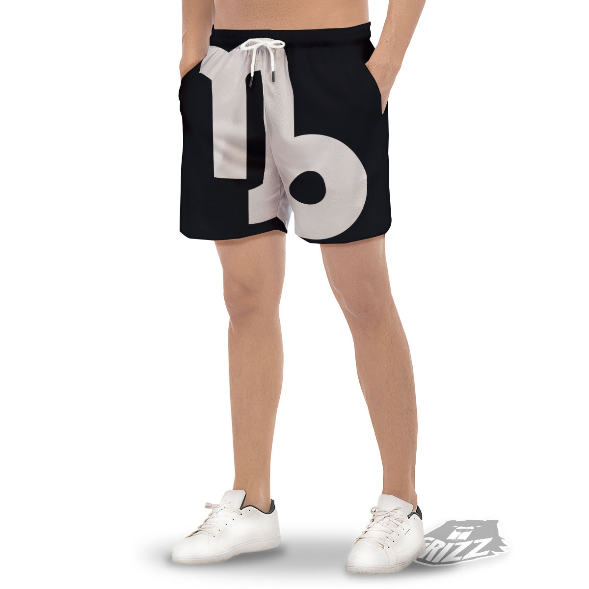 Capricorn Sign Zodiac White And Black Print Men's Gym Shorts-grizzshop
