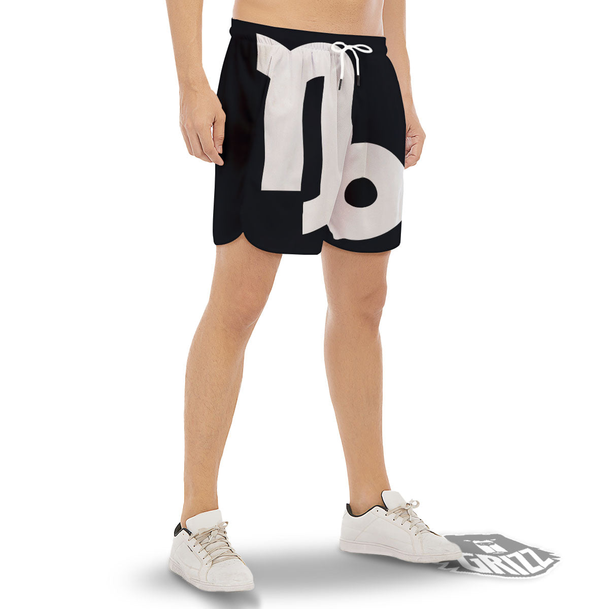 Capricorn Sign Zodiac White And Black Print Men's Gym Shorts-grizzshop