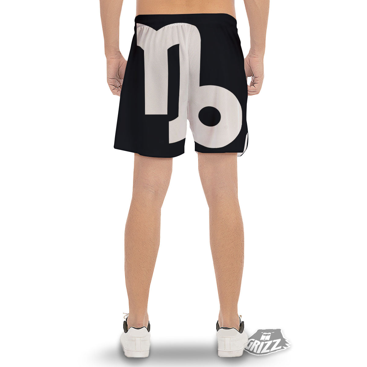 Capricorn Sign Zodiac White And Black Print Men's Gym Shorts-grizzshop