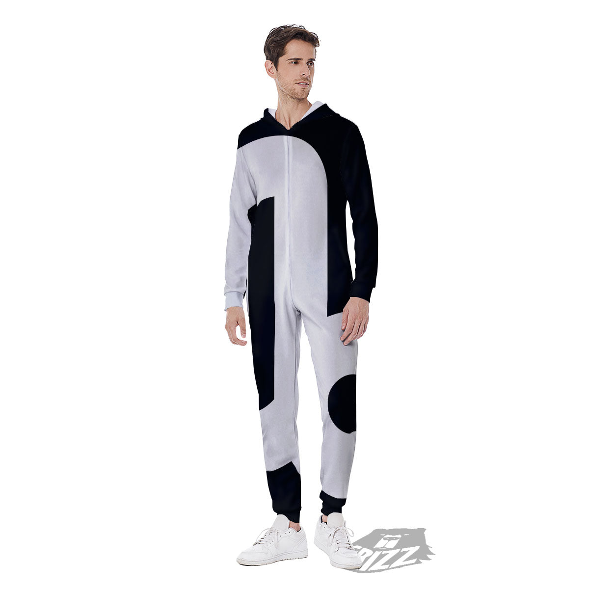 Capricorn Sign Zodiac White And Black Print Men's Jumpsuit-grizzshop