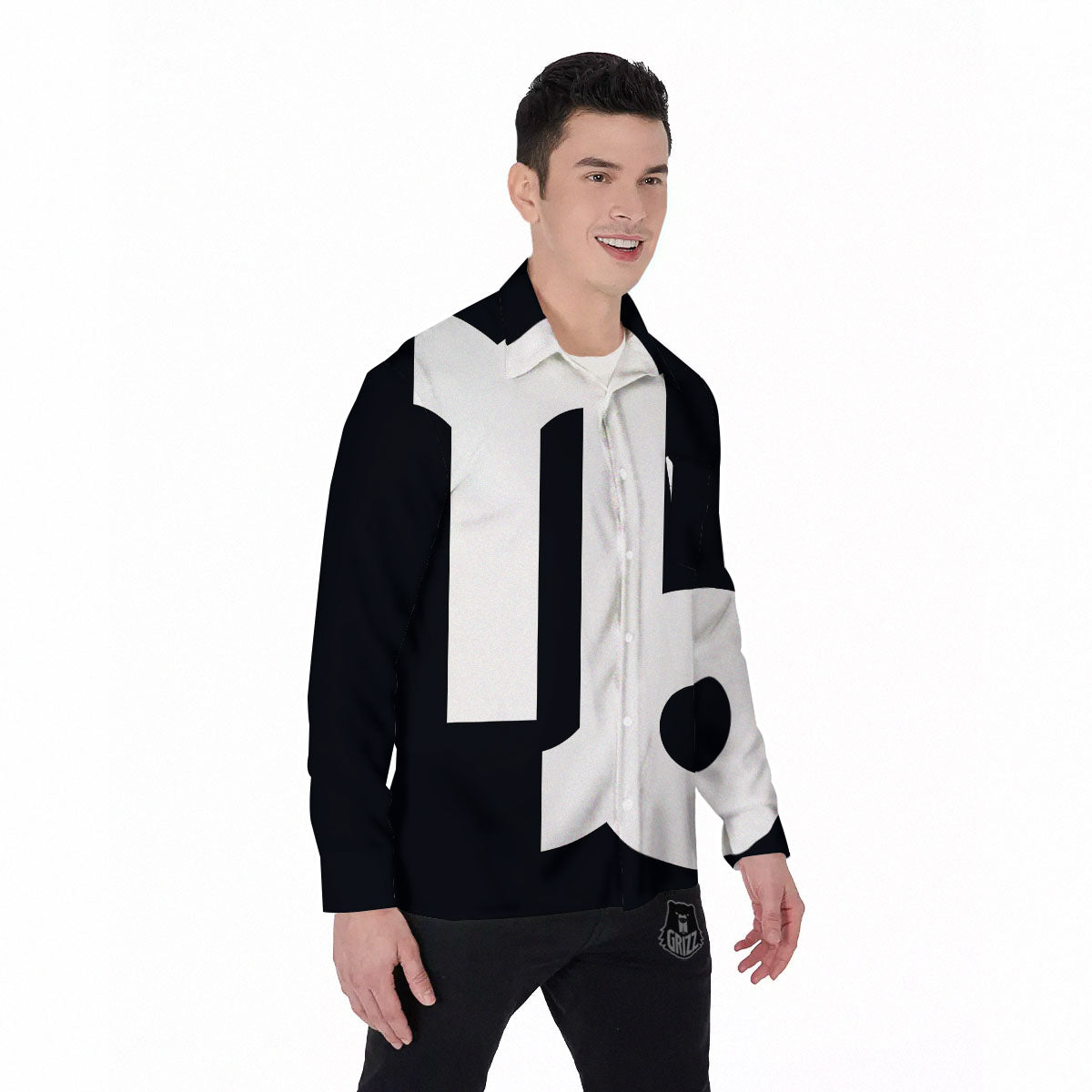 Capricorn Sign Zodiac White And Black Print Men's Long Sleeve Shirts-grizzshop