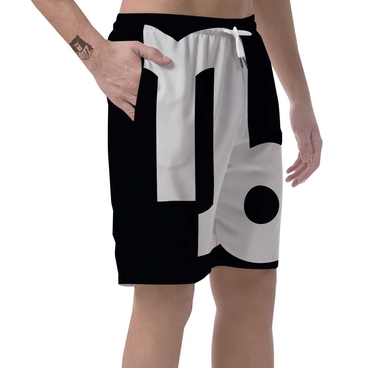 Capricorn Sign Zodiac White And Black Print Men's Shorts-grizzshop