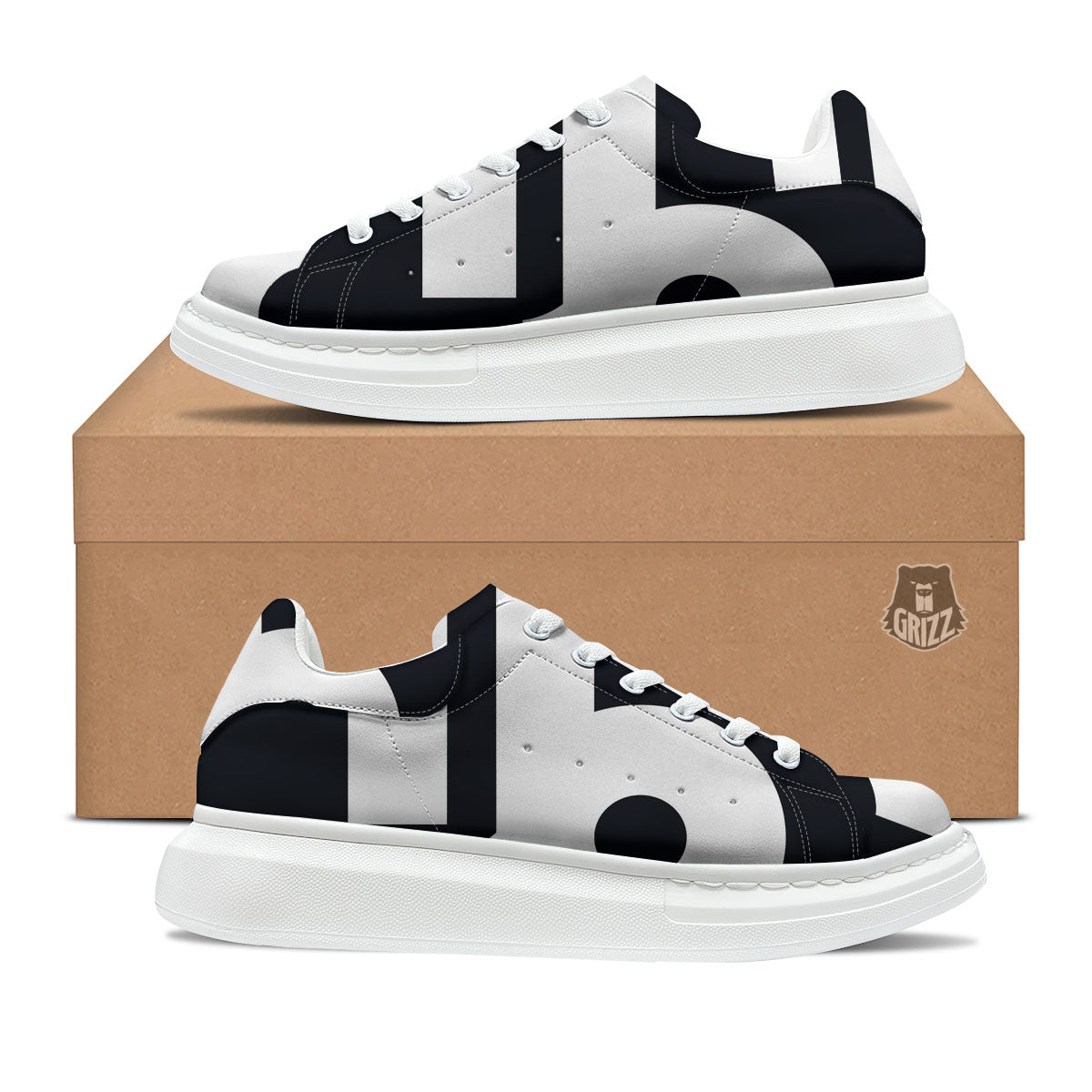 Capricorn Sign Zodiac White And Black Print Platform Shoes-grizzshop