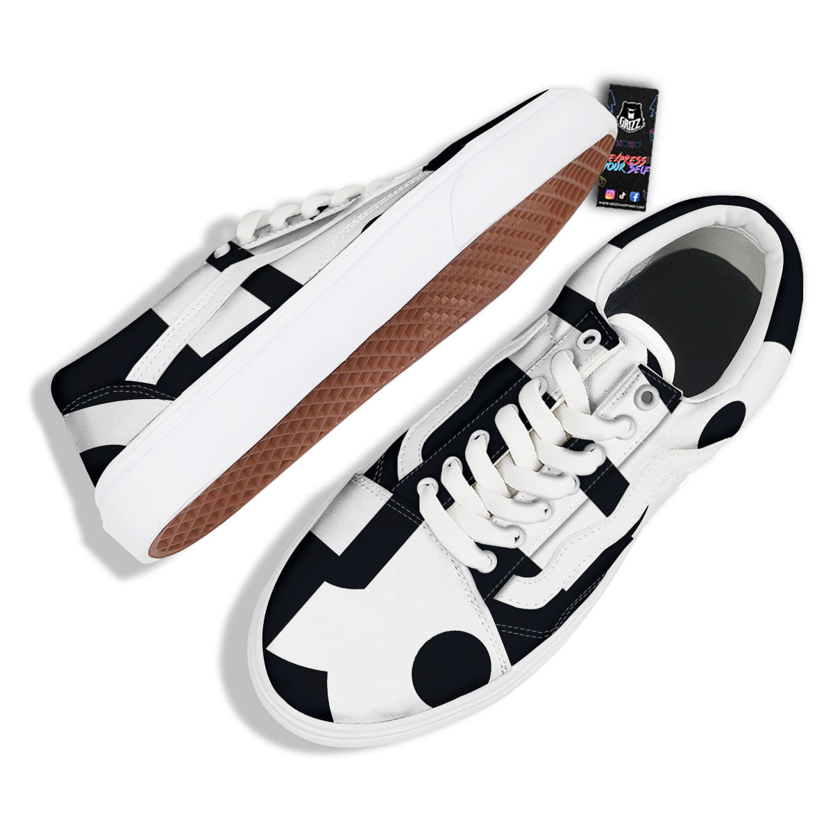 Capricorn Sign Zodiac White And Black Print Skate Shoes-grizzshop