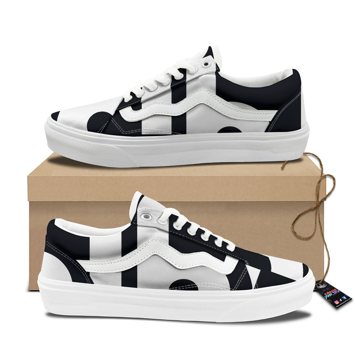 Capricorn Sign Zodiac White And Black Print Skate Shoes-grizzshop