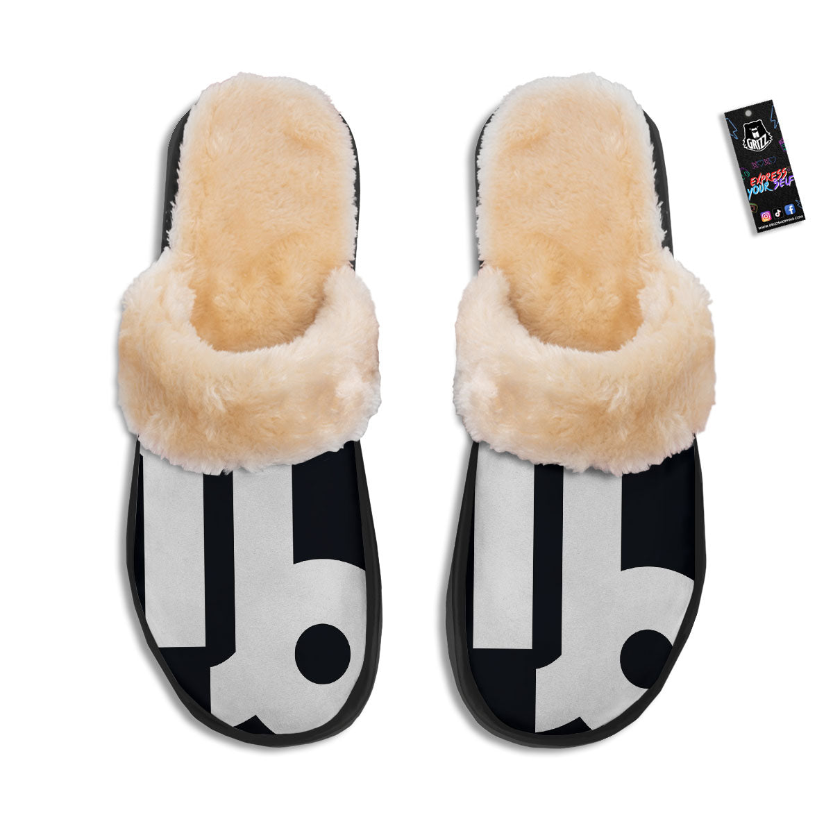 Capricorn Sign Zodiac White And Black Print Slippers-grizzshop