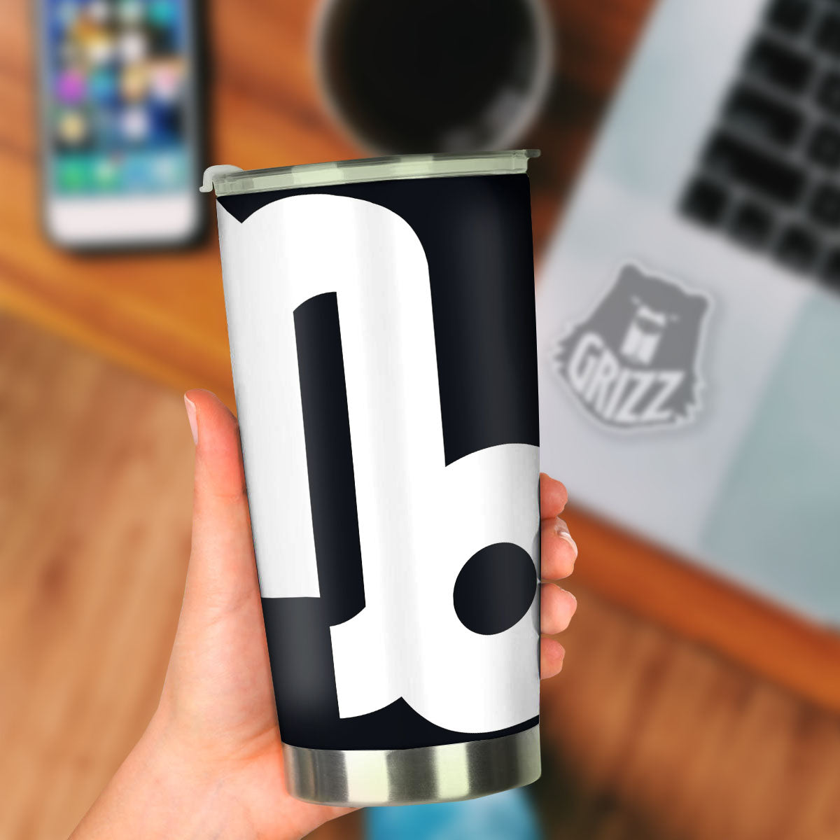 Capricorn Sign Zodiac White And Black Print Tumbler-grizzshop