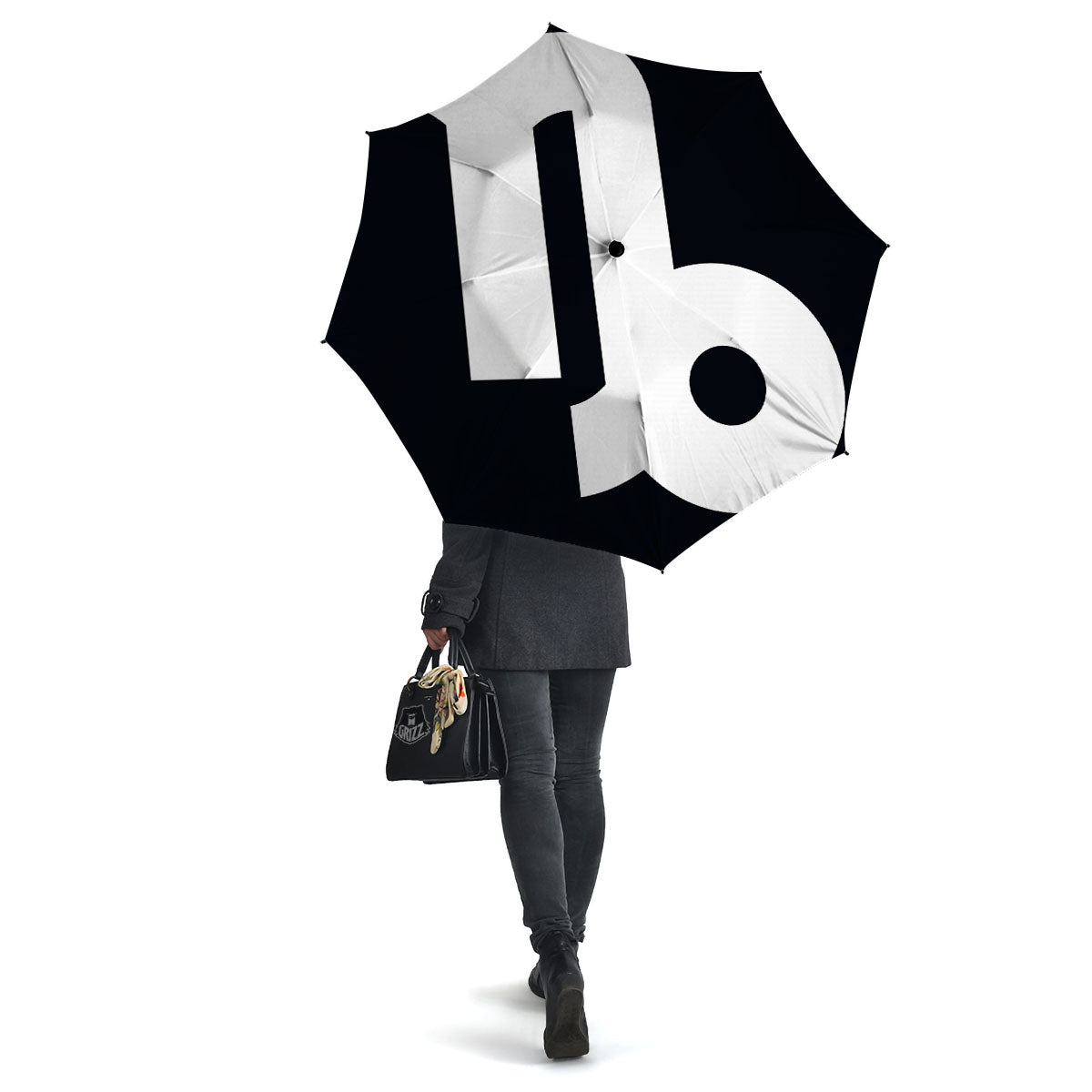 Capricorn Sign Zodiac White And Black Print Umbrella-grizzshop
