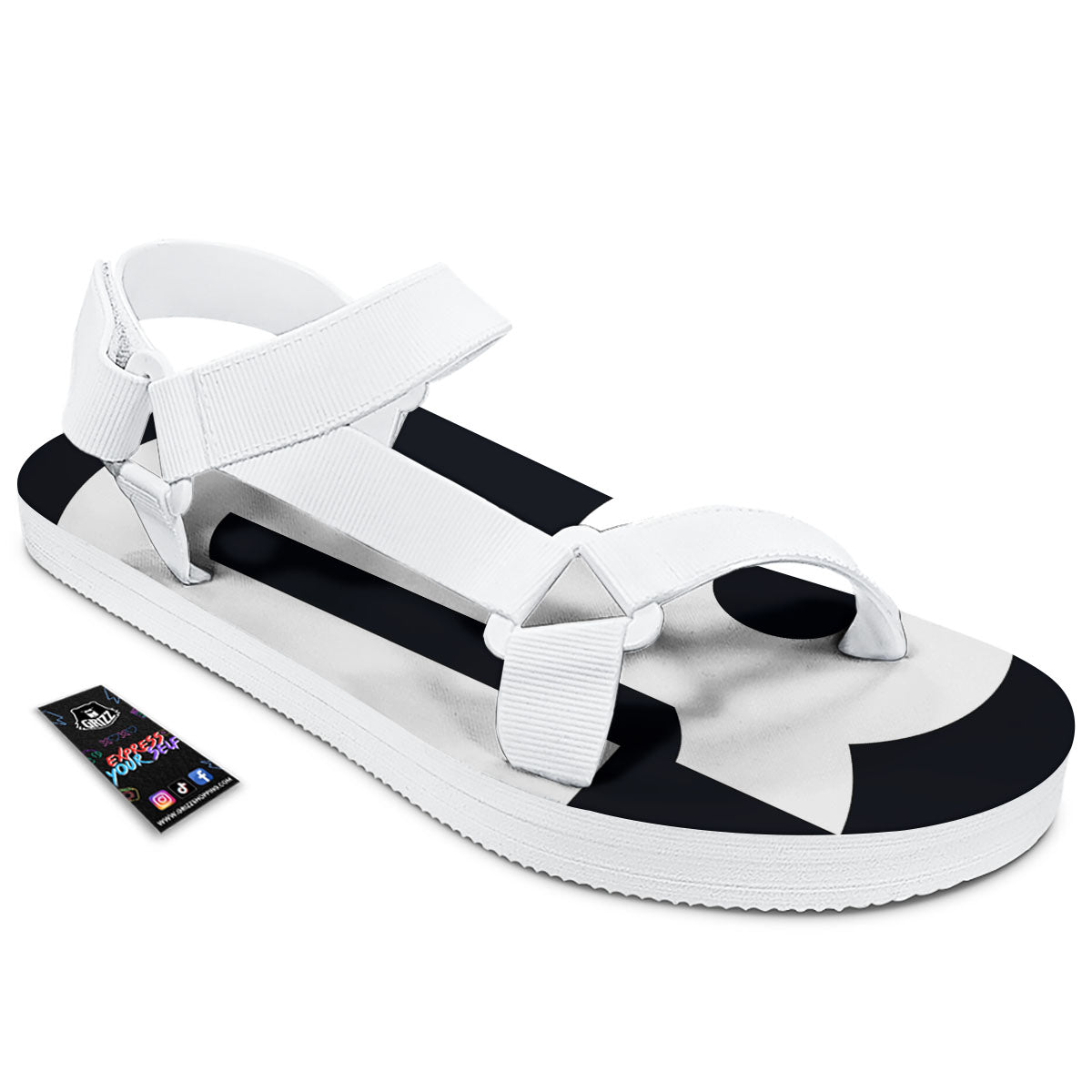 Capricorn Sign Zodiac White And Black Print White Open Toe Sandals-grizzshop