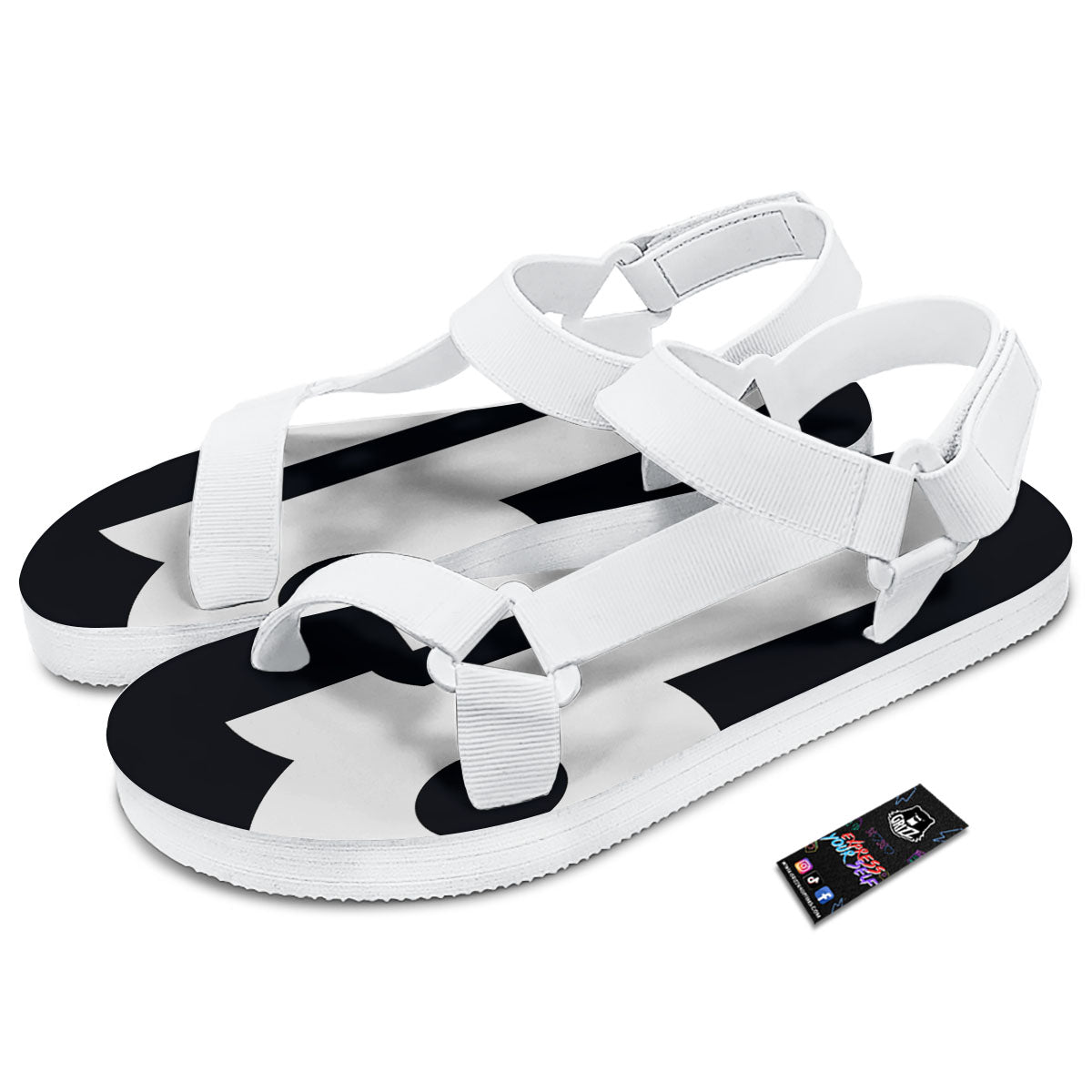 Capricorn Sign Zodiac White And Black Print White Open Toe Sandals-grizzshop