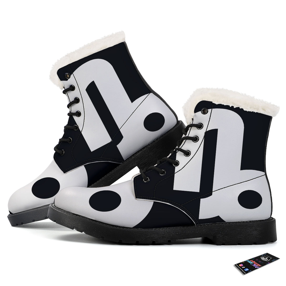 Capricorn Sign Zodiac White And Black Print Winter Boots-grizzshop
