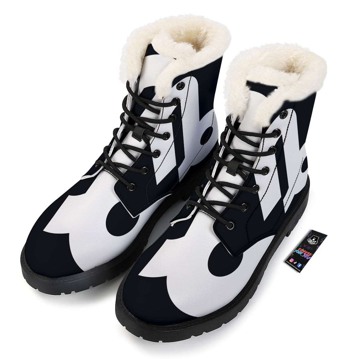 Capricorn Sign Zodiac White And Black Print Winter Boots-grizzshop