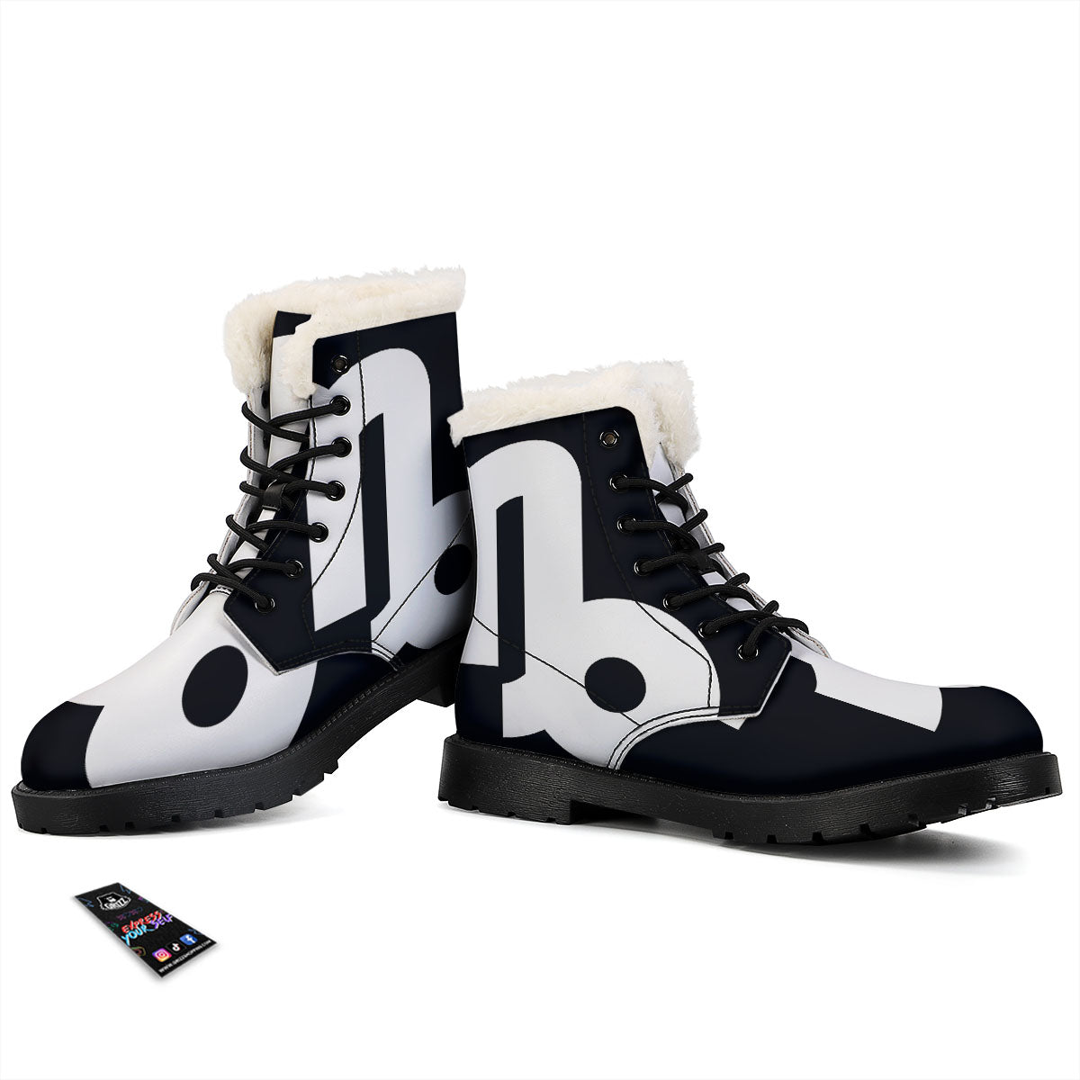 Capricorn Sign Zodiac White And Black Print Winter Boots-grizzshop
