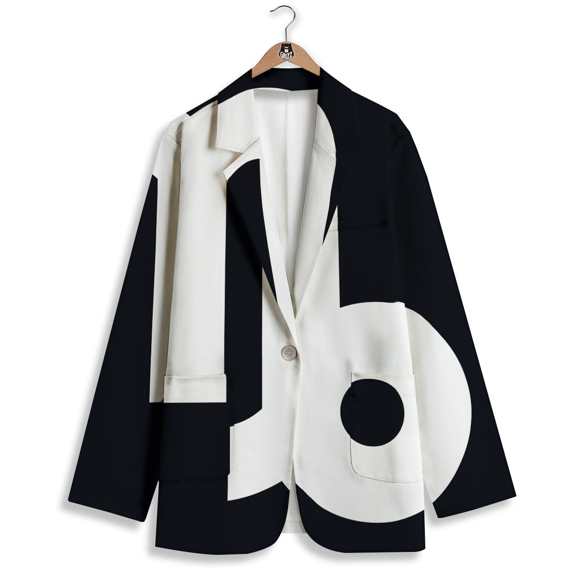 Capricorn Sign Zodiac White And Black Print Women's Blazer-grizzshop