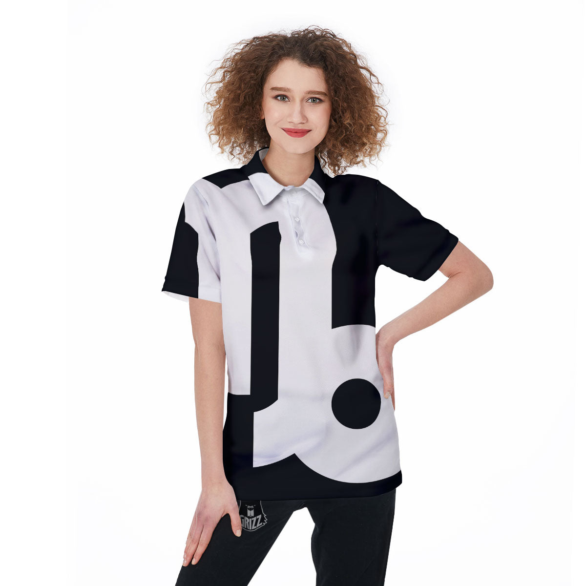 Capricorn Sign Zodiac White And Black Print Women's Golf Shirts-grizzshop