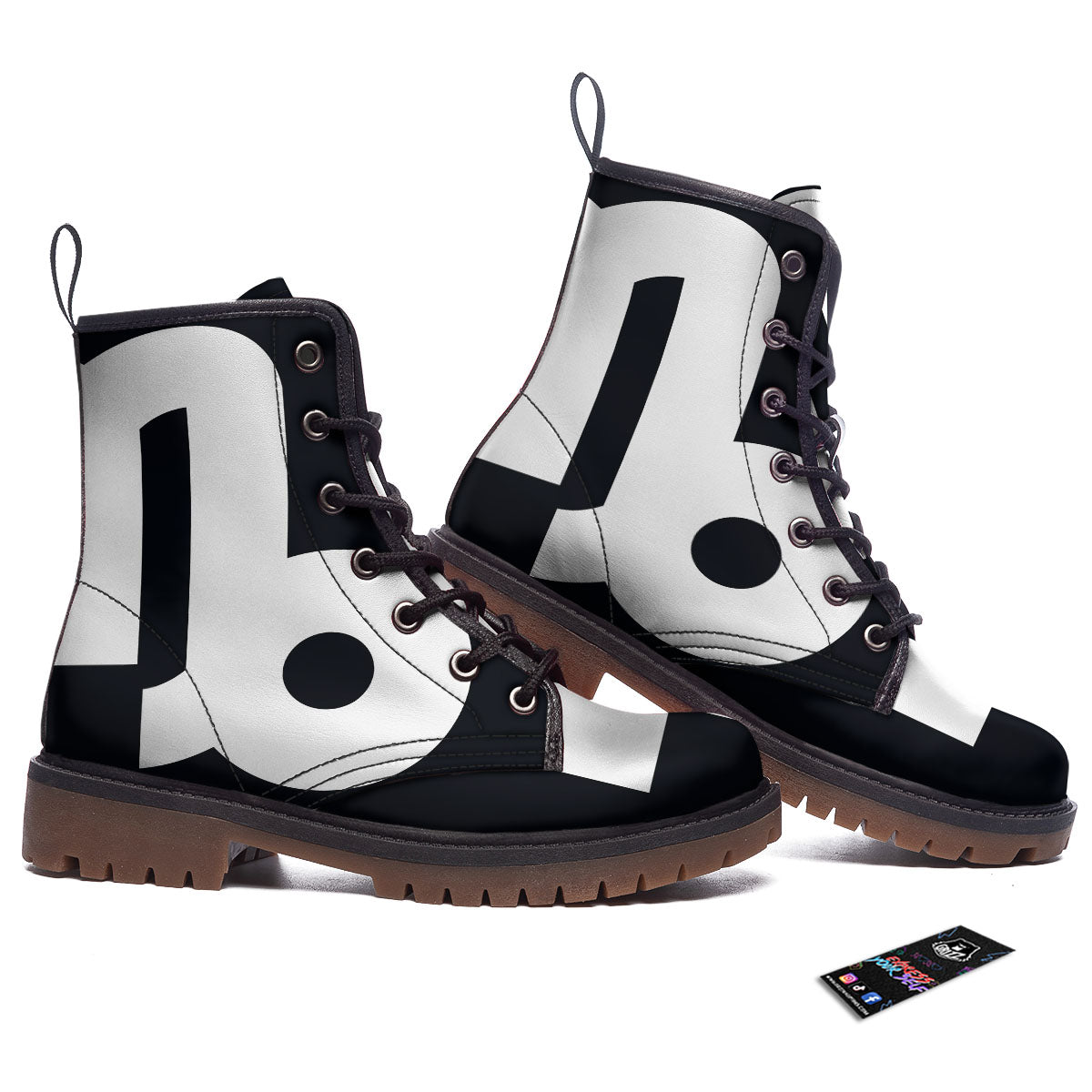 Capricorn Sign Zodiac White And Black Print Work Boots-grizzshop