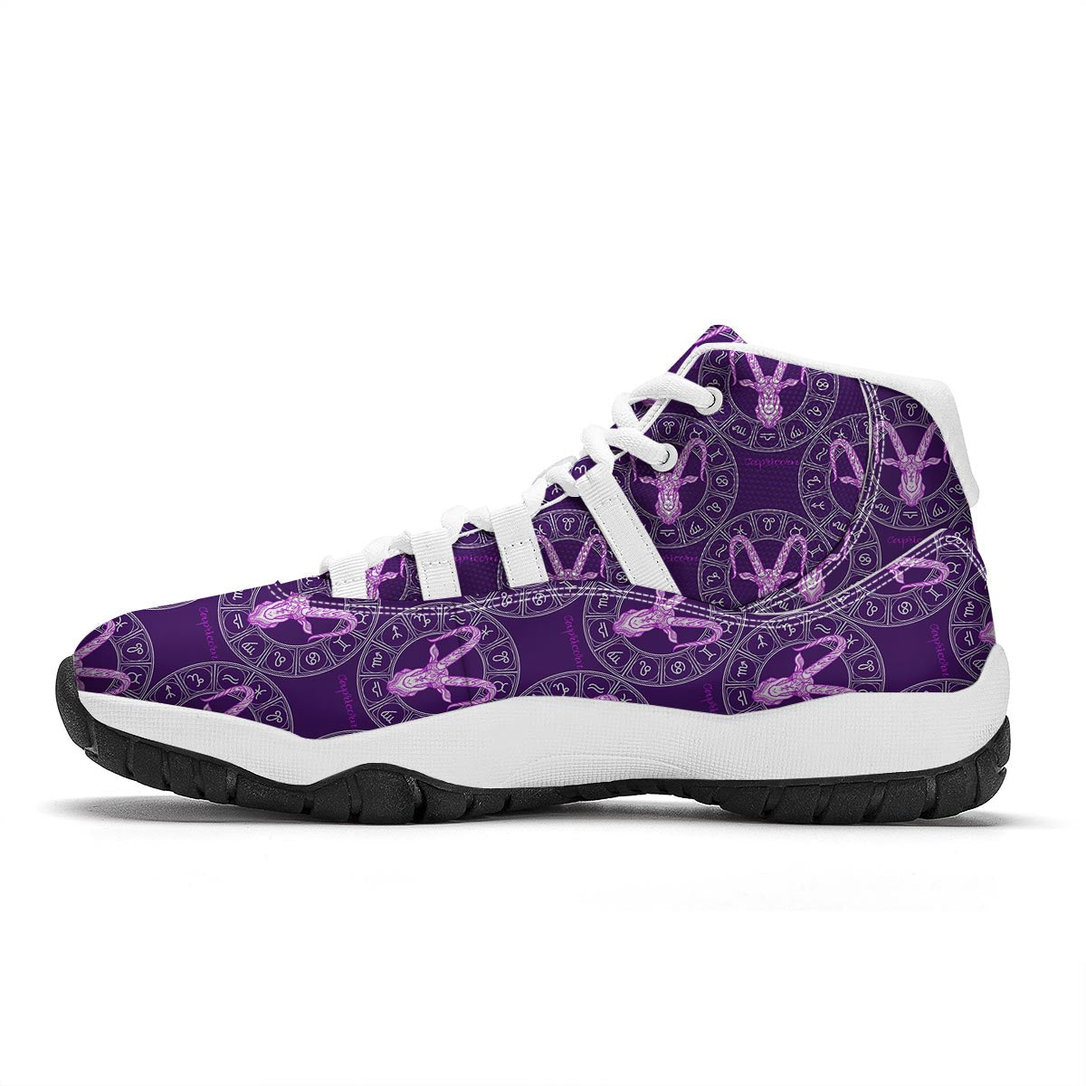 Capricorn Zodiac Pattern Print White Bball Shoes-grizzshop