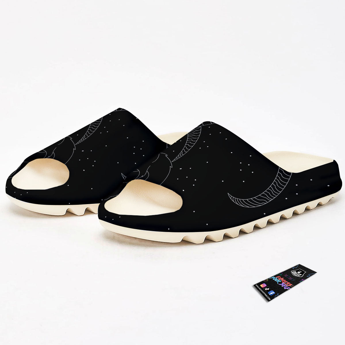 Capricorn Sign White And Black Print Sandals-grizzshop