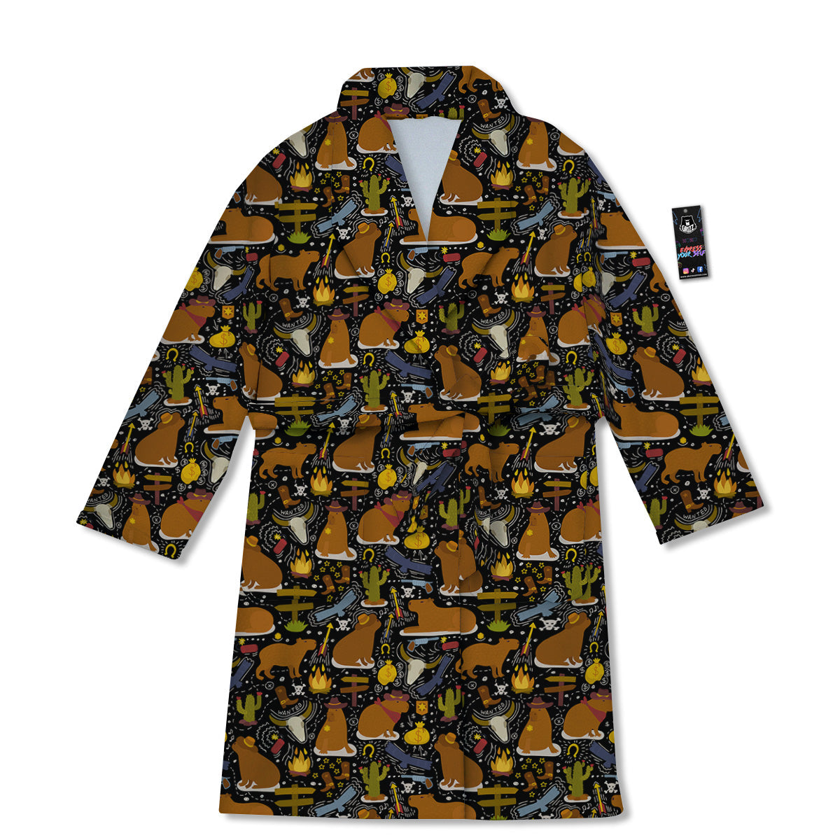 Capybaras Print Pattern Bathrobe-grizzshop