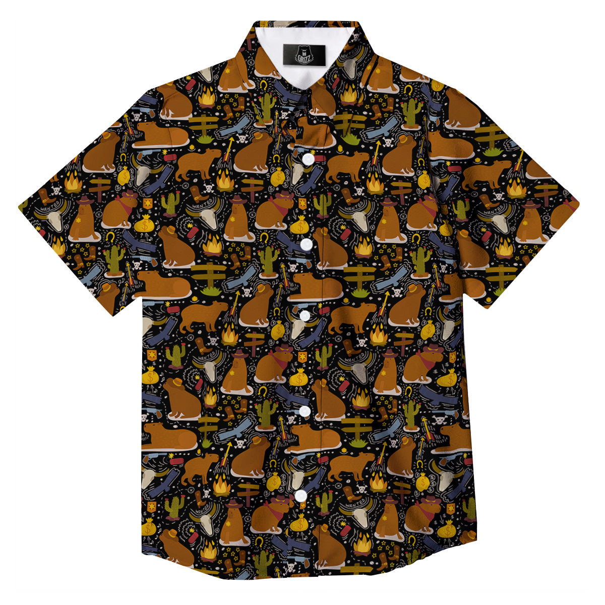 Capybaras Print Pattern Button Up Shirt-grizzshop