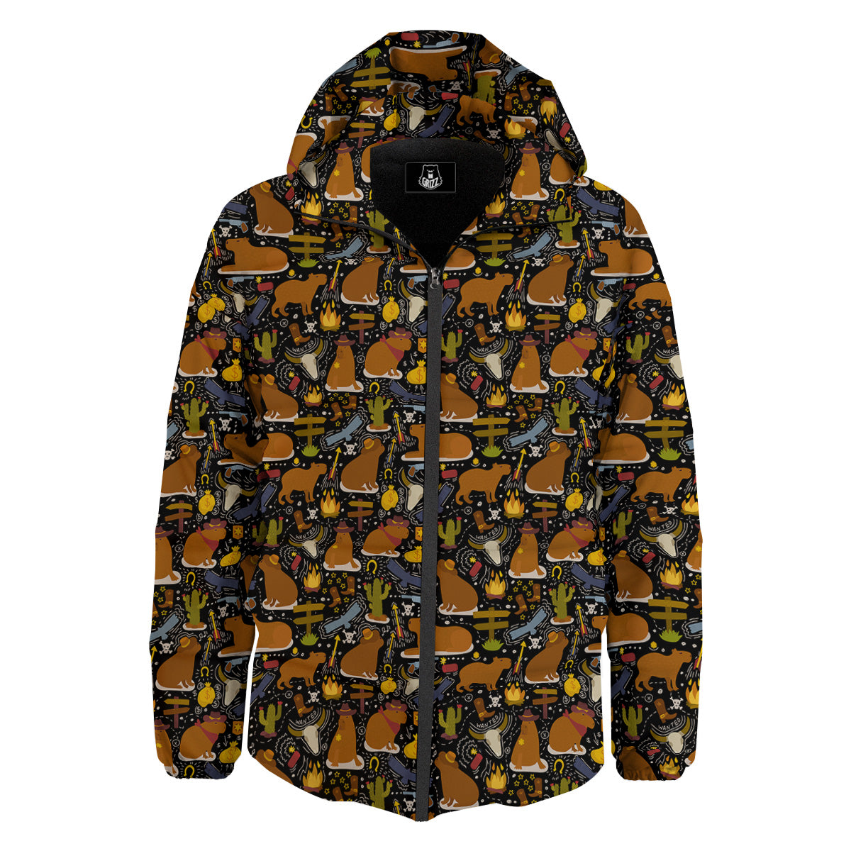 Capybaras Print Pattern Down Jacket-grizzshop