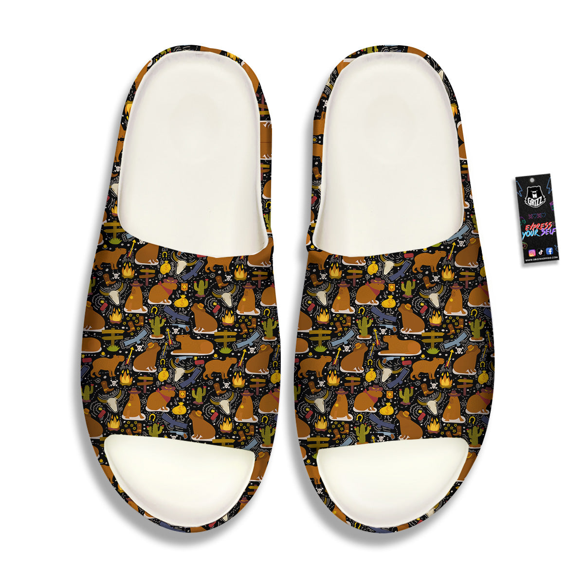 Capybaras Print Pattern Sandals-grizzshop