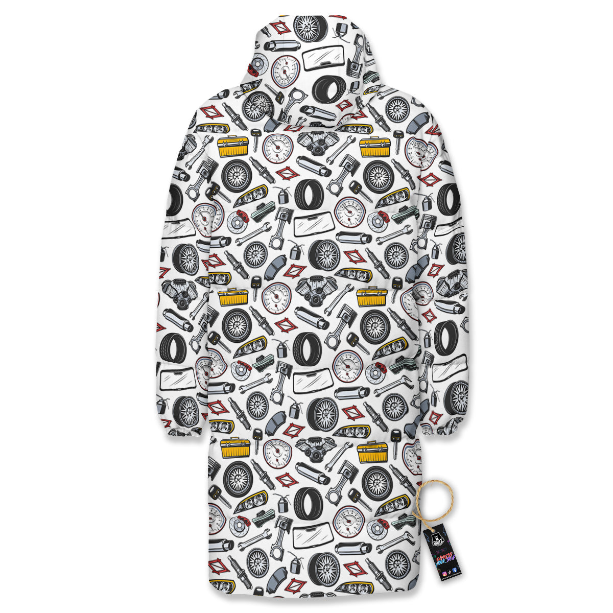 Car Vehicle Accessories Print Pattern Long Down Jacket-grizzshop