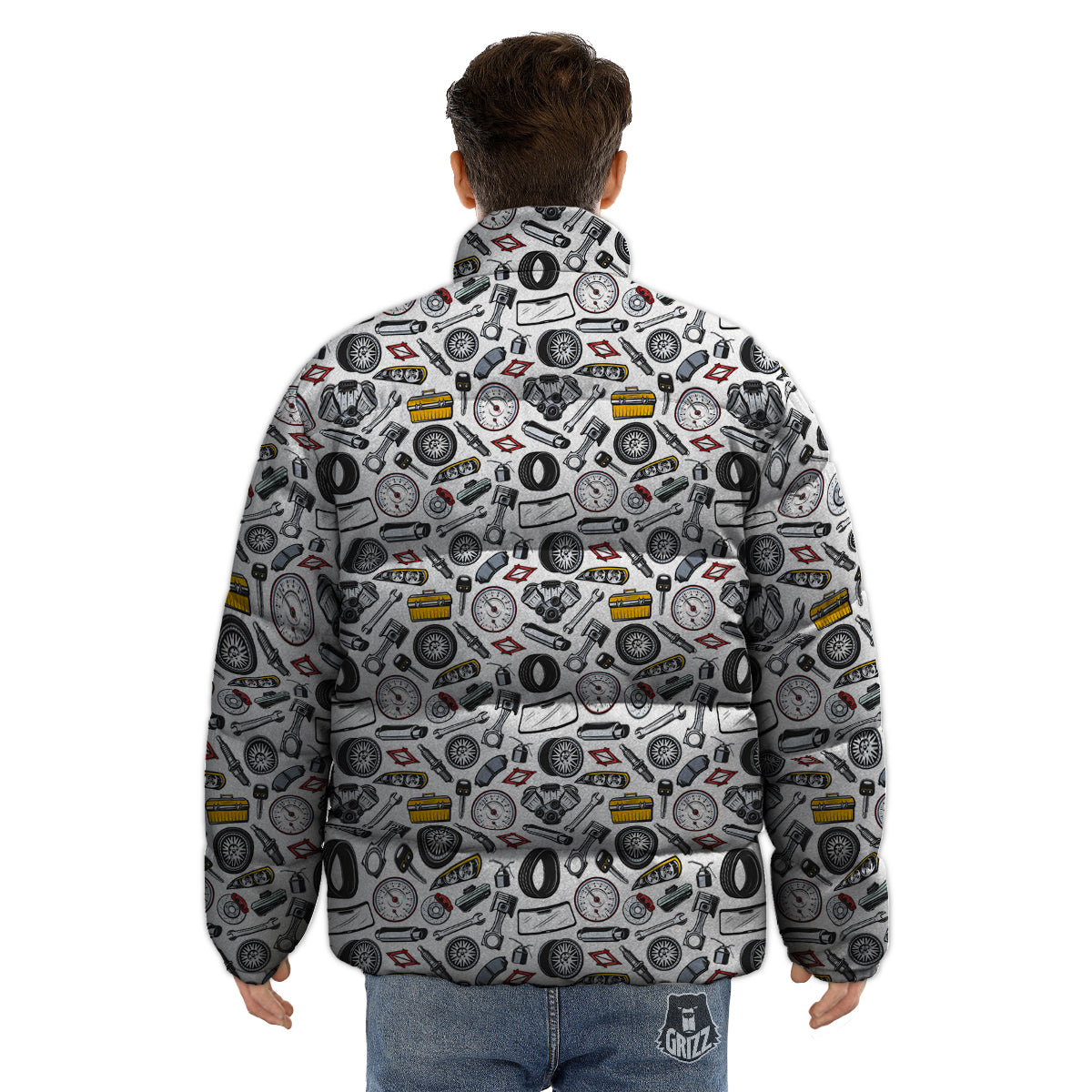 Car Vehicle Accessories Print Pattern Puffer Jacket-grizzshop